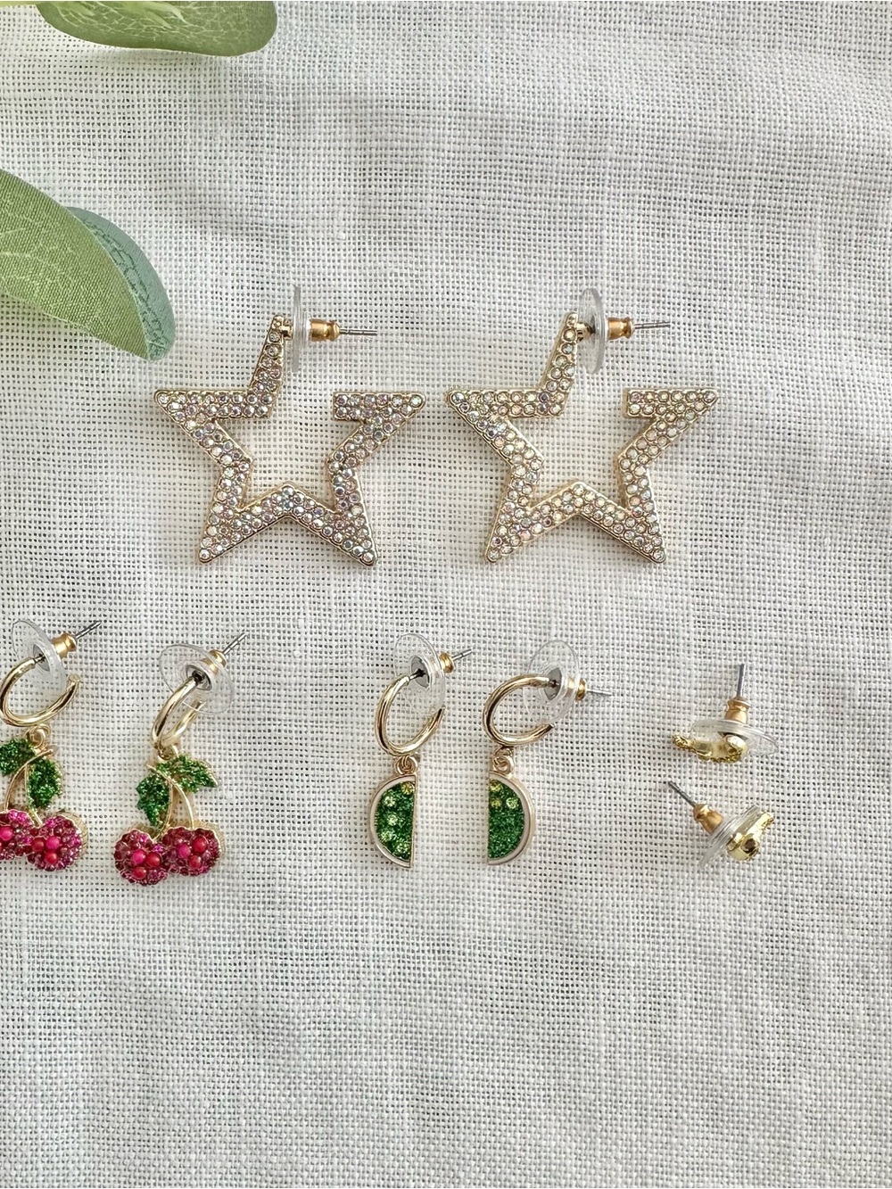 Sugarfix dangle fruit and star earrings, set of 4
